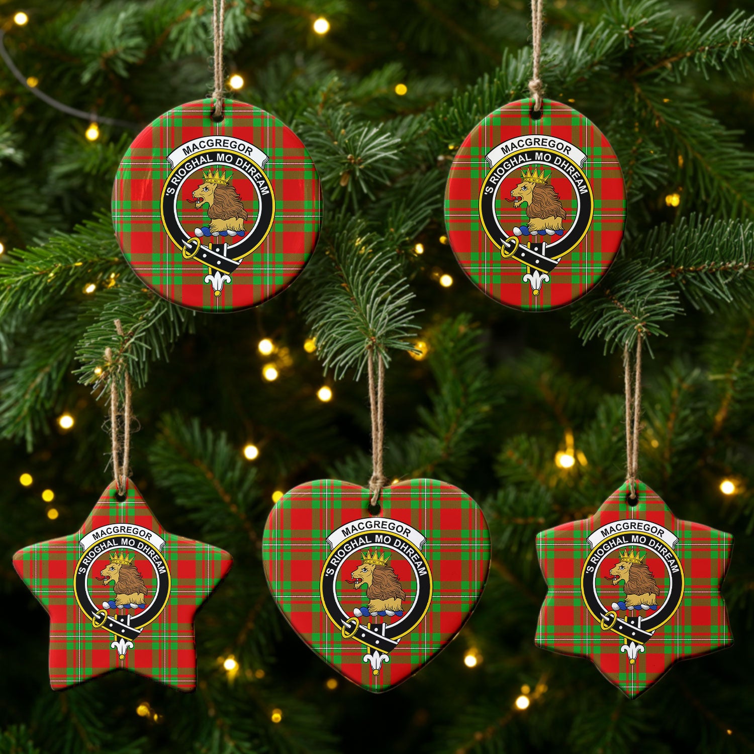 MacGregor Modern Tartan Crest Christmas Ceramic Ornament