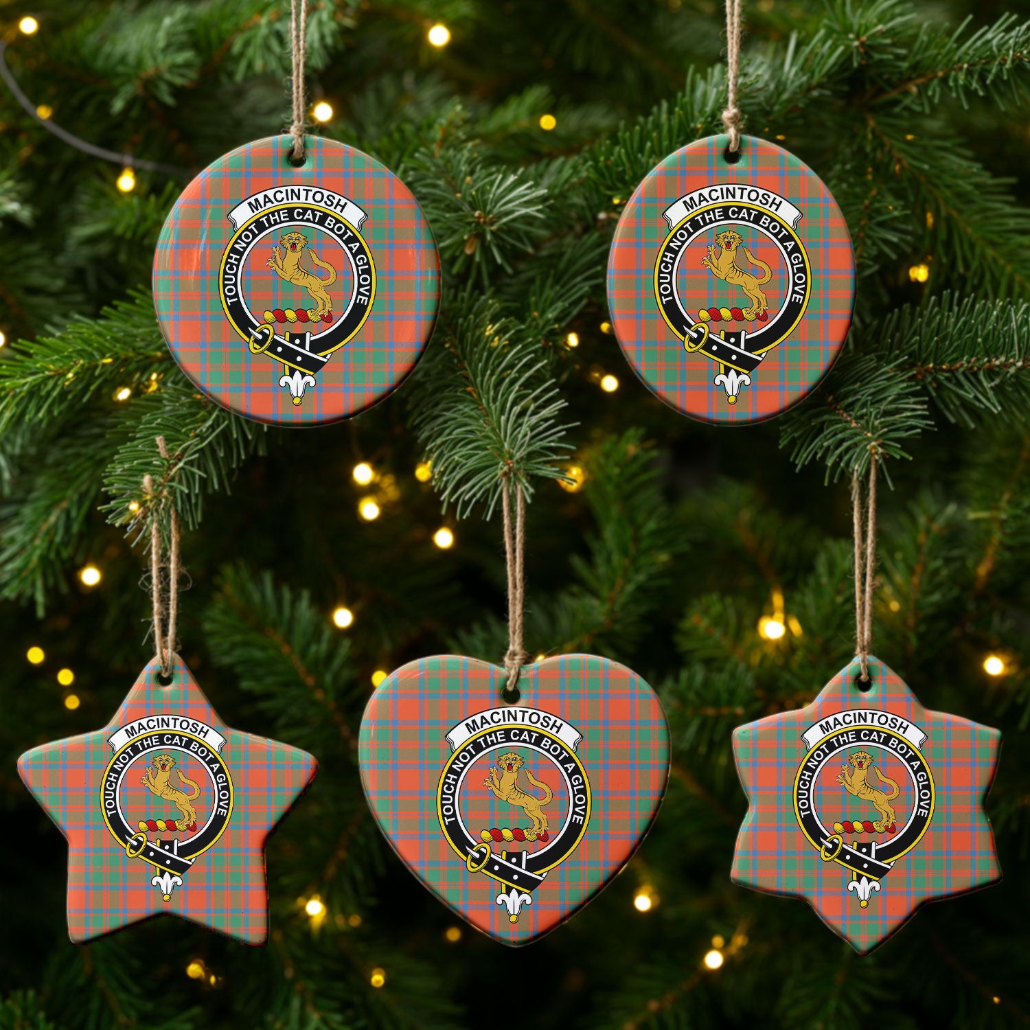 MacIntosh Ancient Tartan Crest Christmas Ceramic Ornament