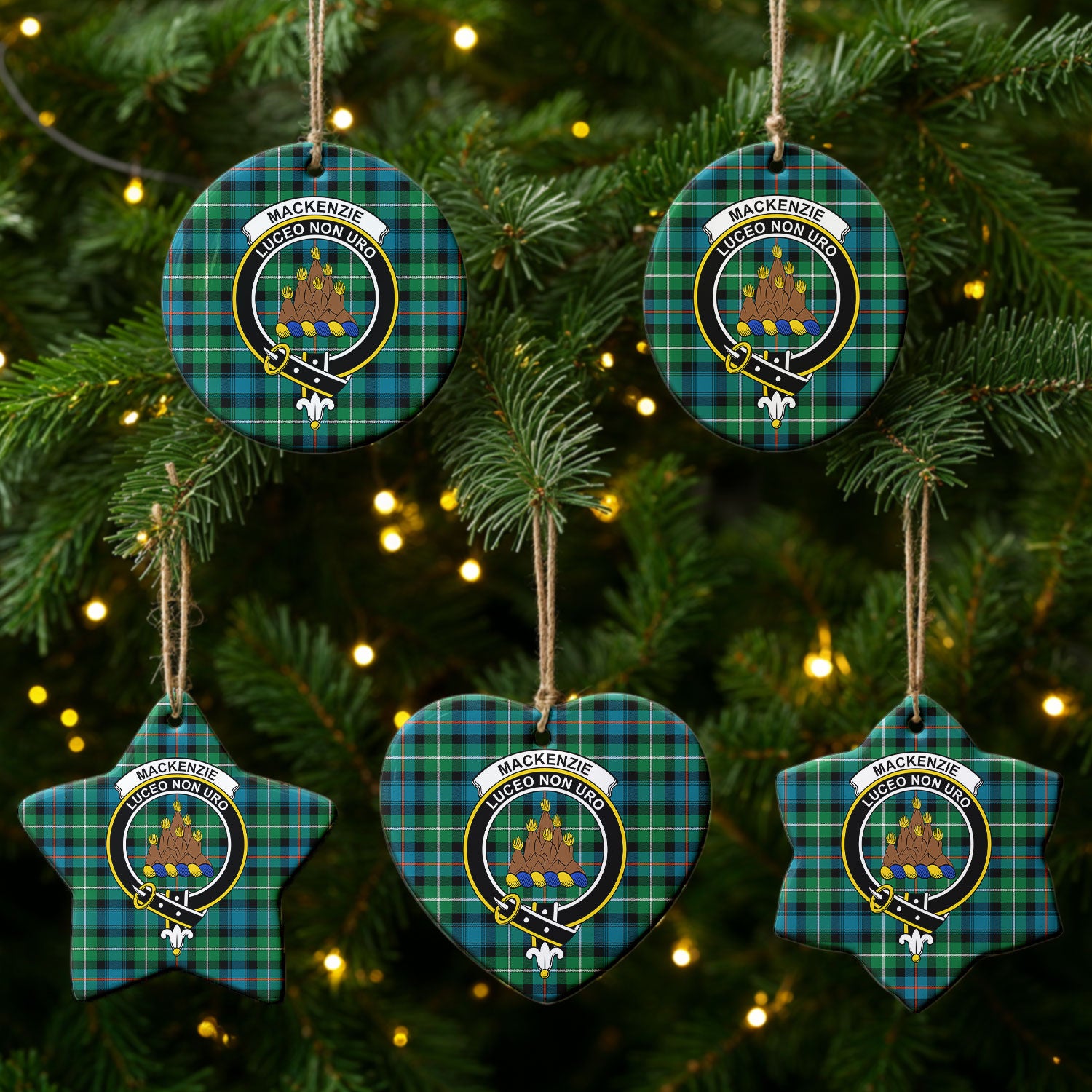 MacKenzie Ancient Tartan Crest Christmas Ceramic Ornament