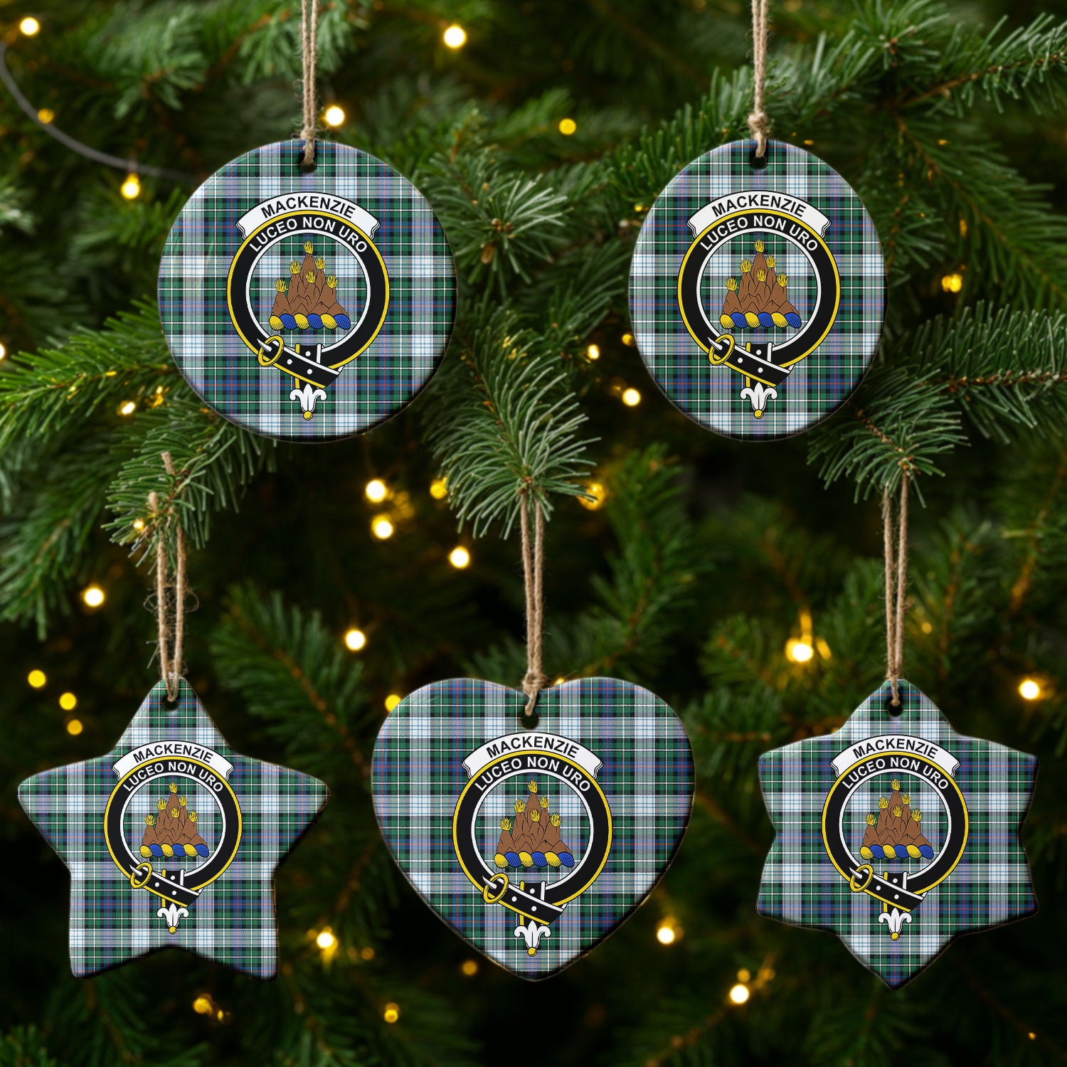 MacKenzie Dress Ancient Tartan Crest Christmas Ceramic Ornament