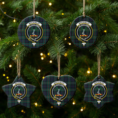 MacKinlay Modern Tartan Crest Christmas Ceramic Ornament