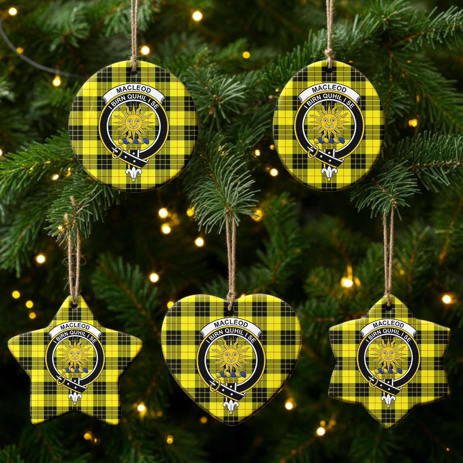 MacLeod of Lewis Modern Tartan Crest Christmas Ceramic Ornament