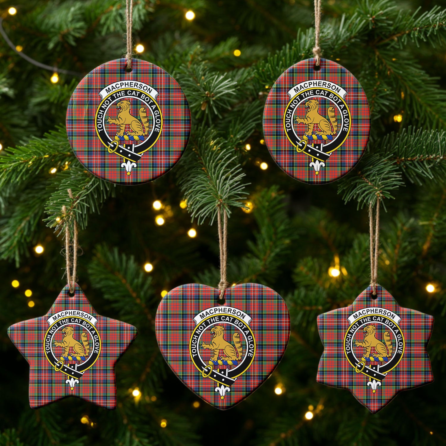 MacPherson Ancient Tartan Crest Christmas Ceramic Ornament