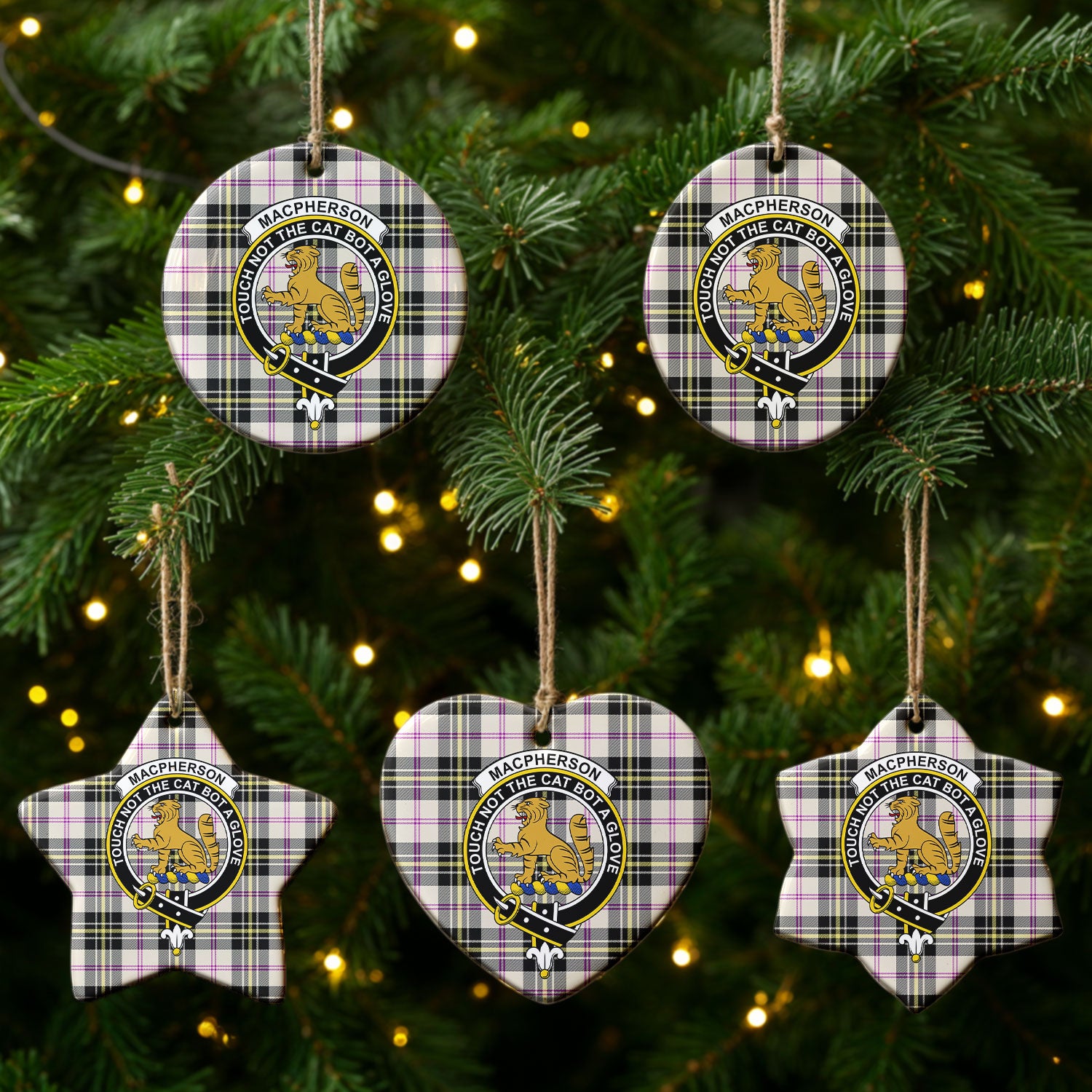 MacPherson Dress Ancient Tartan Crest Christmas Ceramic Ornament