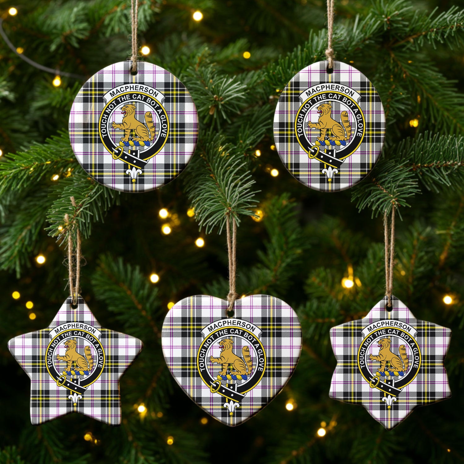 MacPherson Dress Modern Tartan Crest Christmas Ceramic Ornament