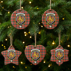 MacPherson Weathered Tartan Crest Christmas Ceramic Ornament