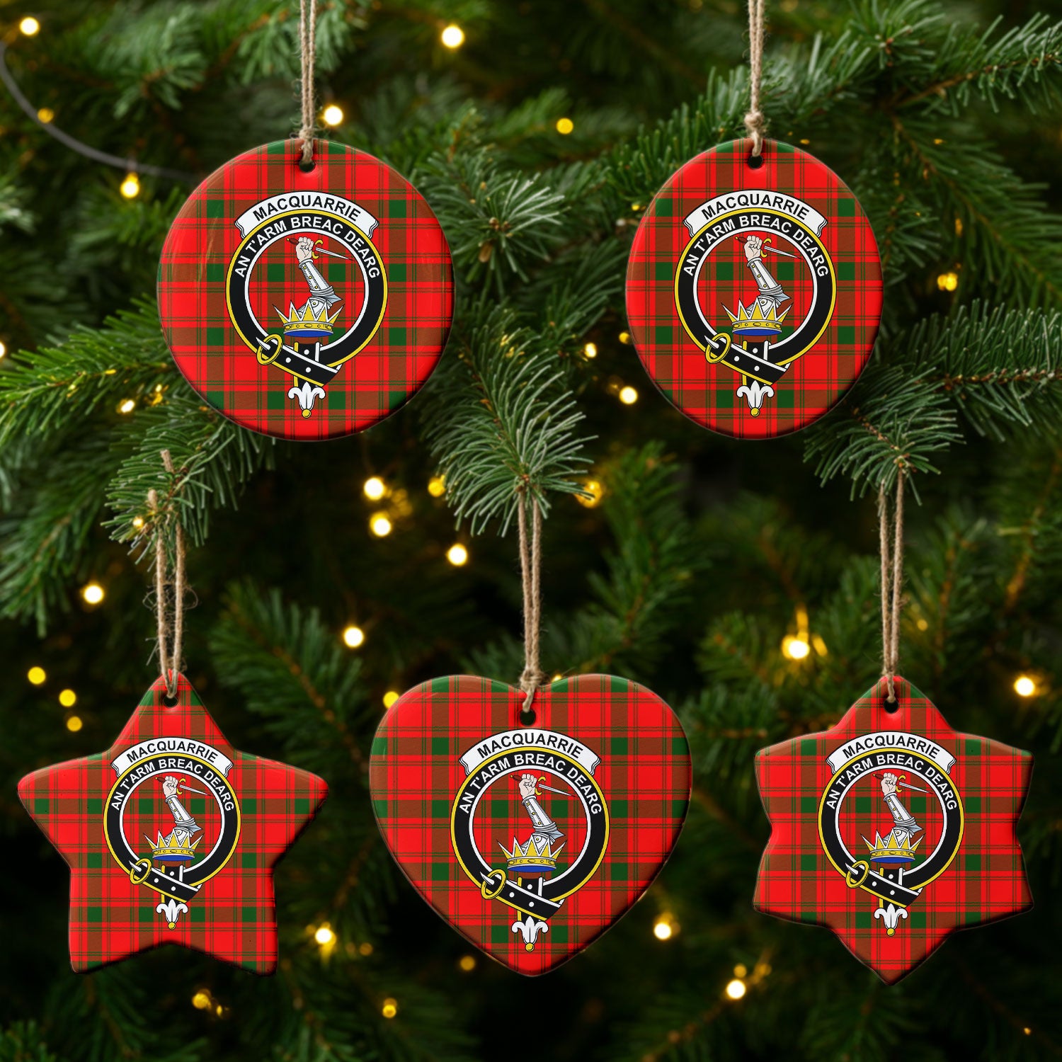 MacQuarrie Tartan Crest Christmas Ceramic Ornament