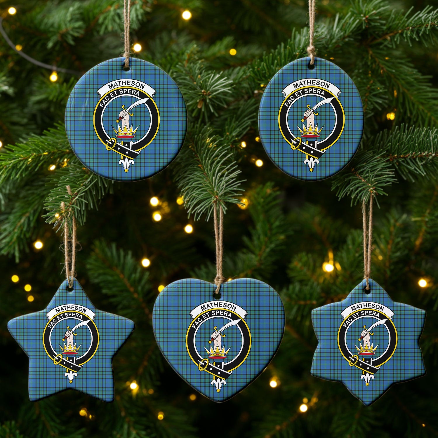Matheson Hunting Ancient Tartan Crest Christmas Ceramic Ornament