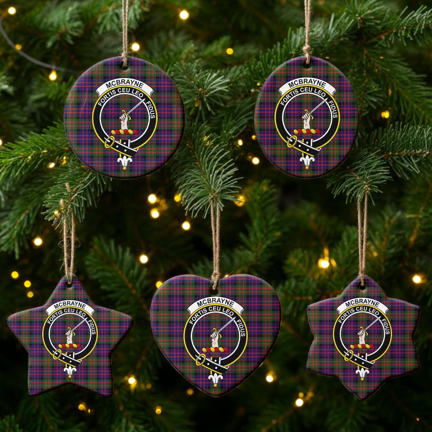 McBrayne Tartan Crest Christmas Ceramic Ornament