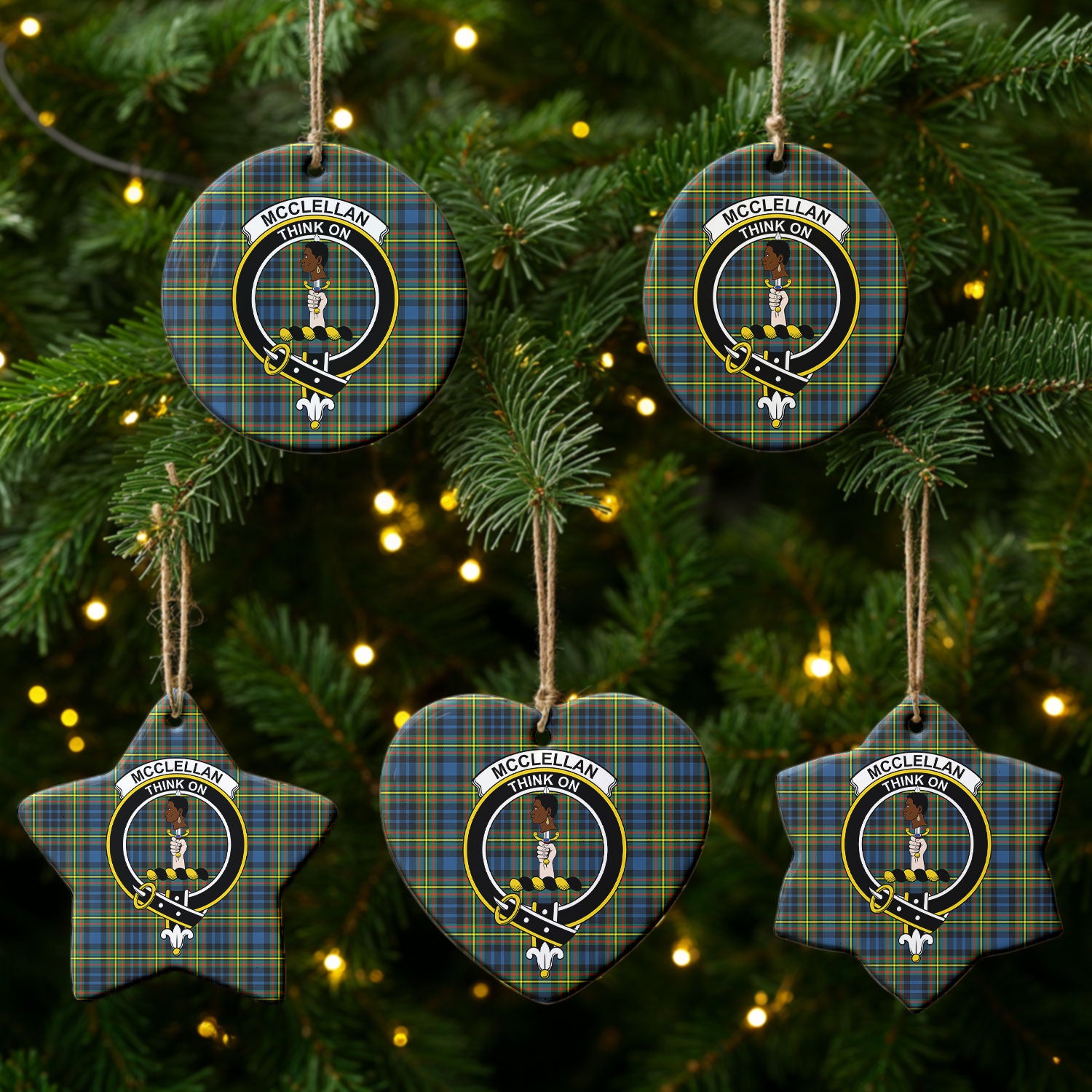 McClellan Ancient Tartan Crest Christmas Ceramic Ornament