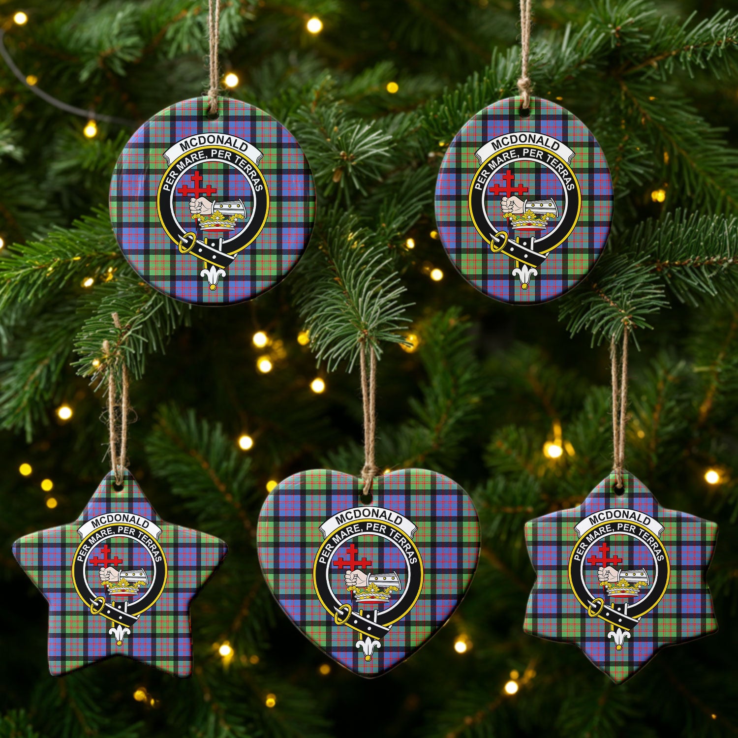 McDonald Ancient Tartan Crest Christmas Ceramic Ornament