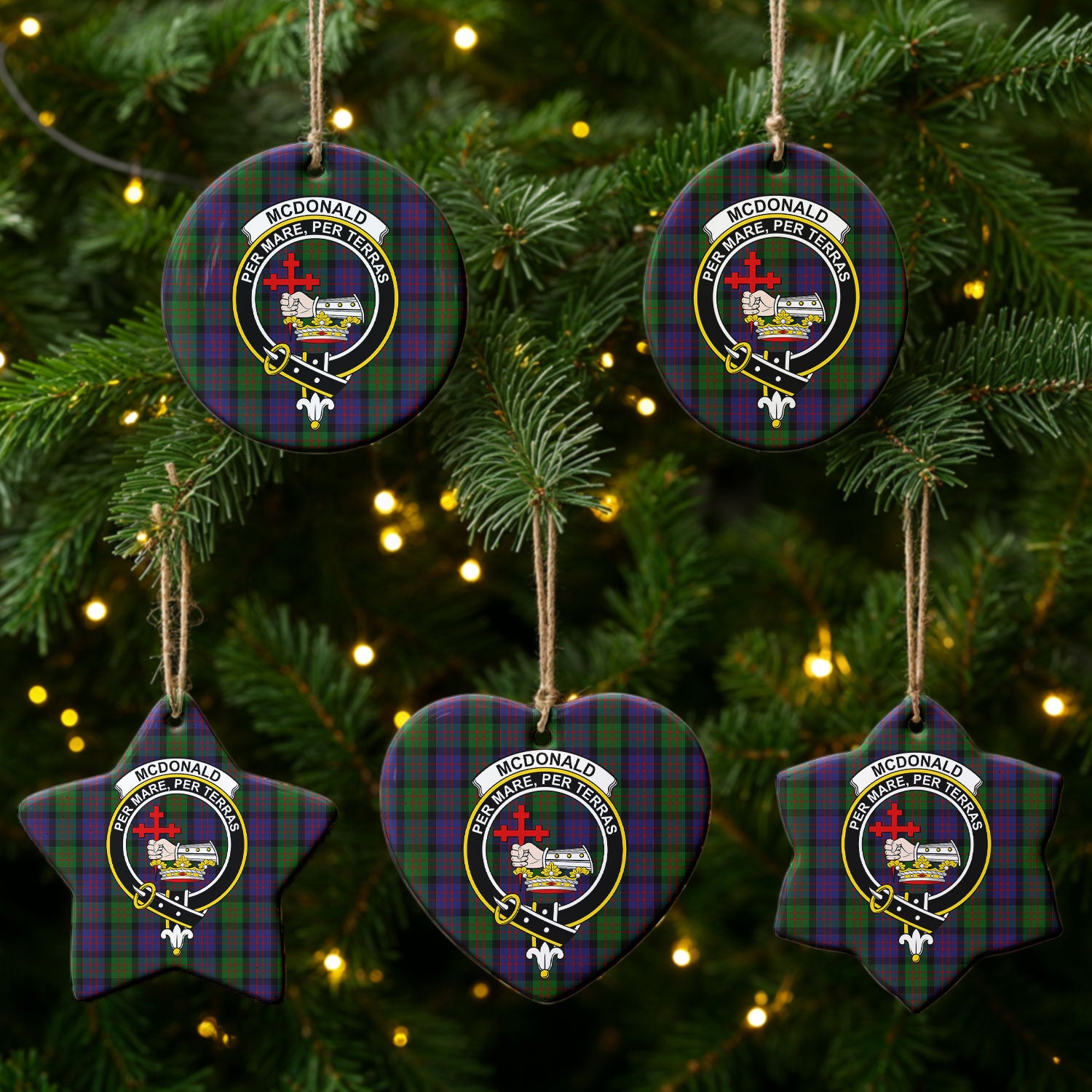 McDonald Tartan Crest Christmas Ceramic Ornament