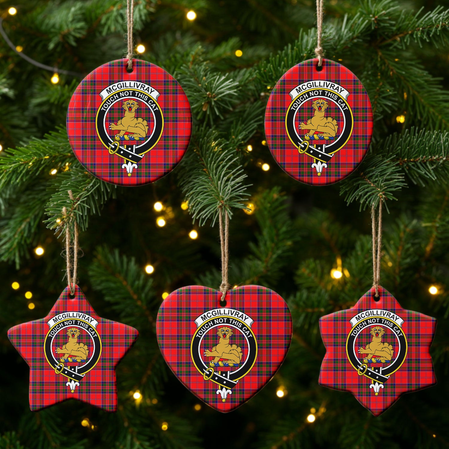 McGillivray Modern Tartan Crest Christmas Ceramic Ornament