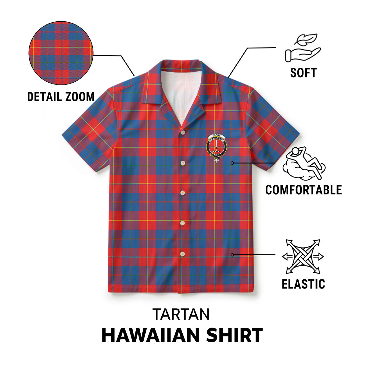 Blane Tartan Crest Hawaiian Shirt