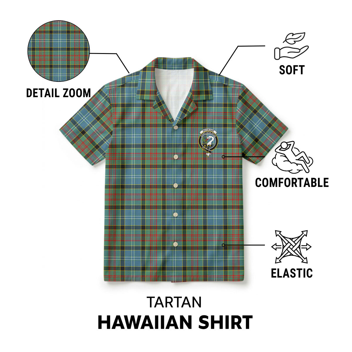 Brisbane Tartan Crest Hawaiian Shirt