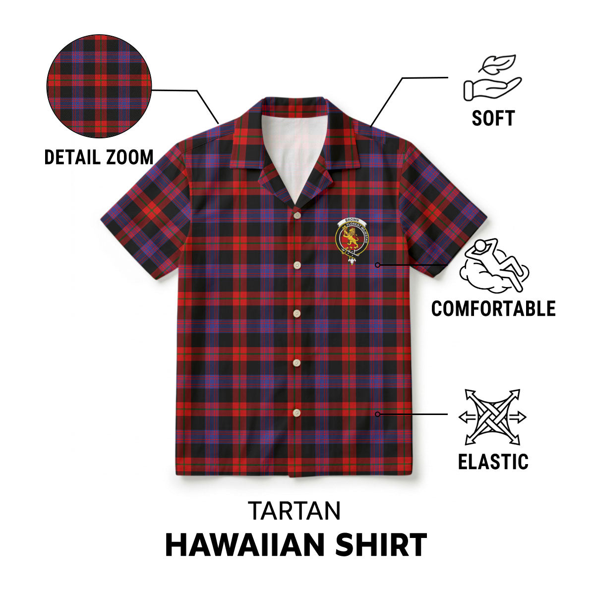 Brown Modern Tartan Crest Hawaiian Shirt