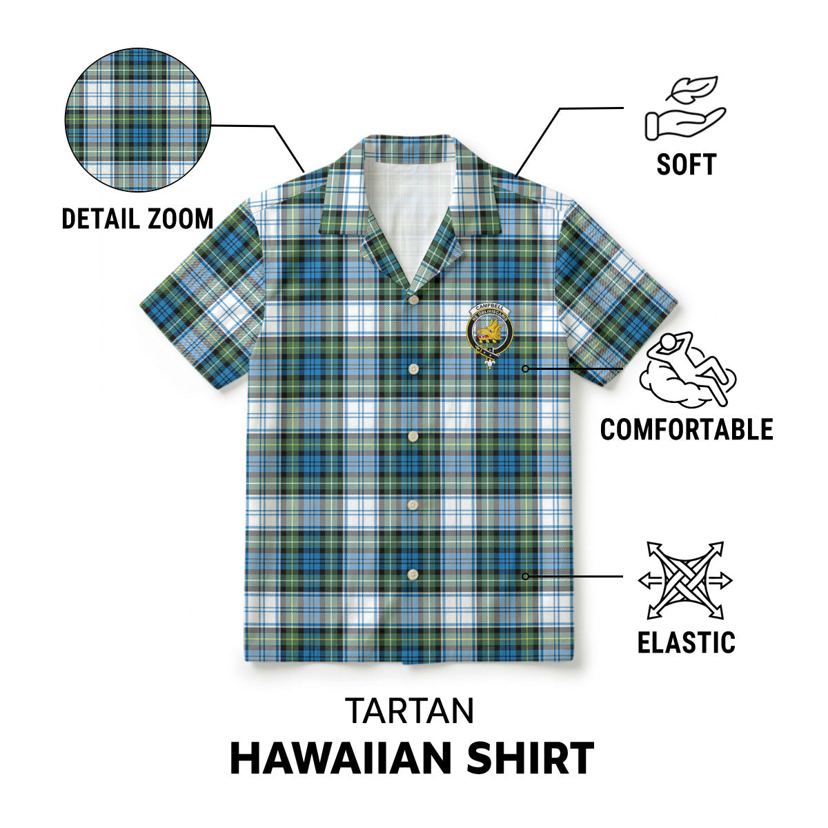 Campbell Dress Ancient Tartan Crest Hawaiian Shirt