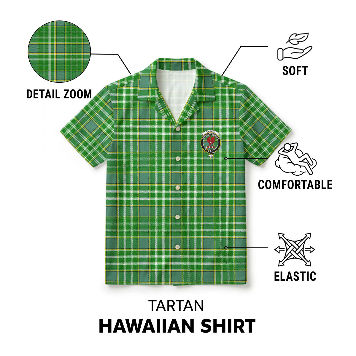 Currie Tartan Crest Hawaiian Shirt