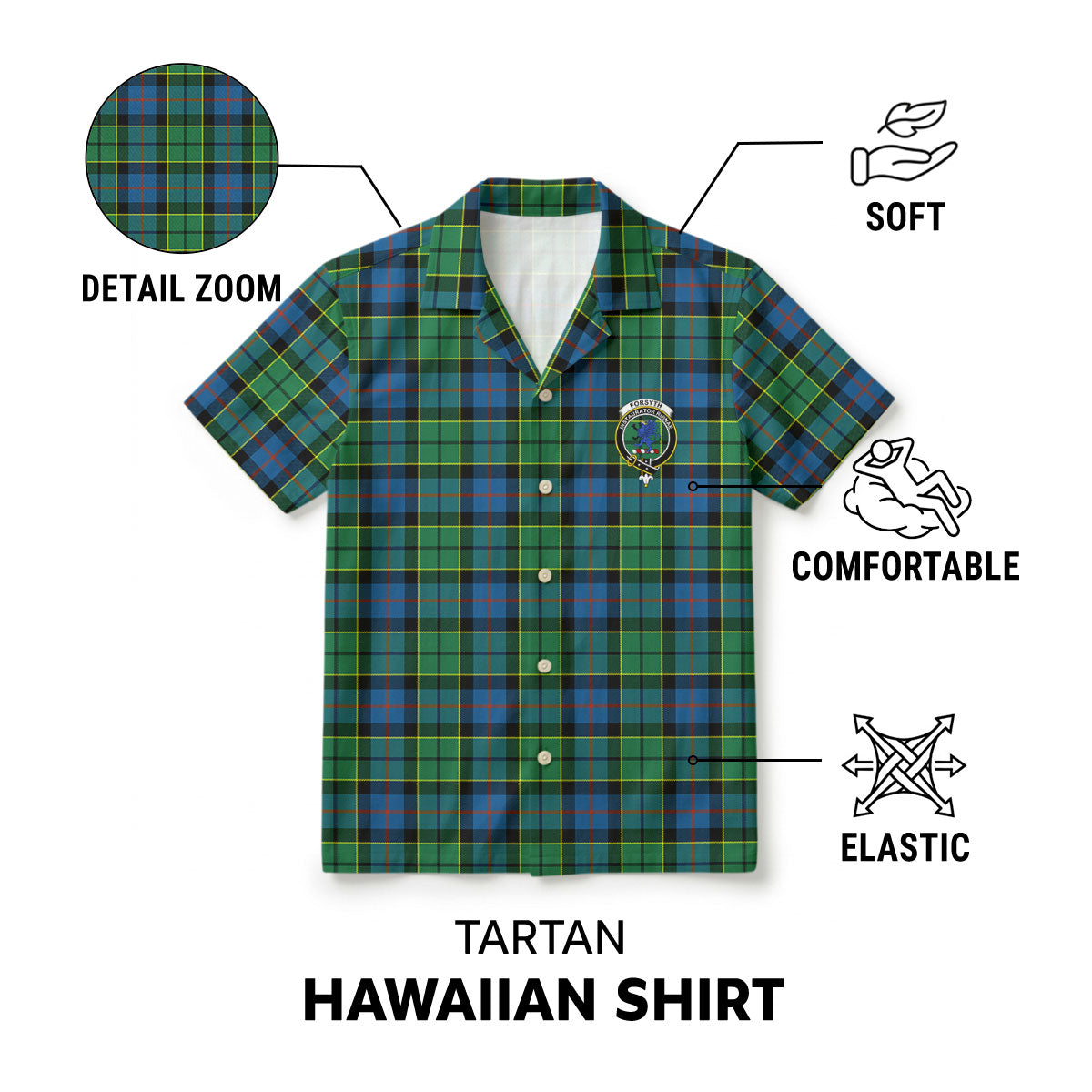 Forsyth Ancient Tartan Crest Hawaiian Shirt