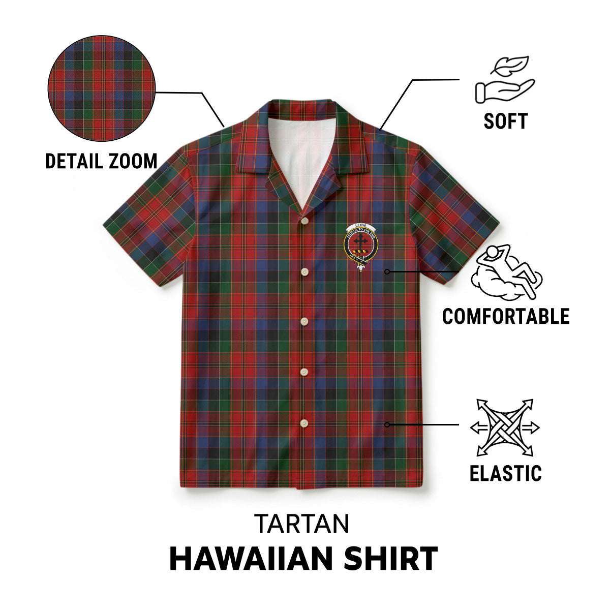 Leith Tartan Crest Hawaiian Shirt