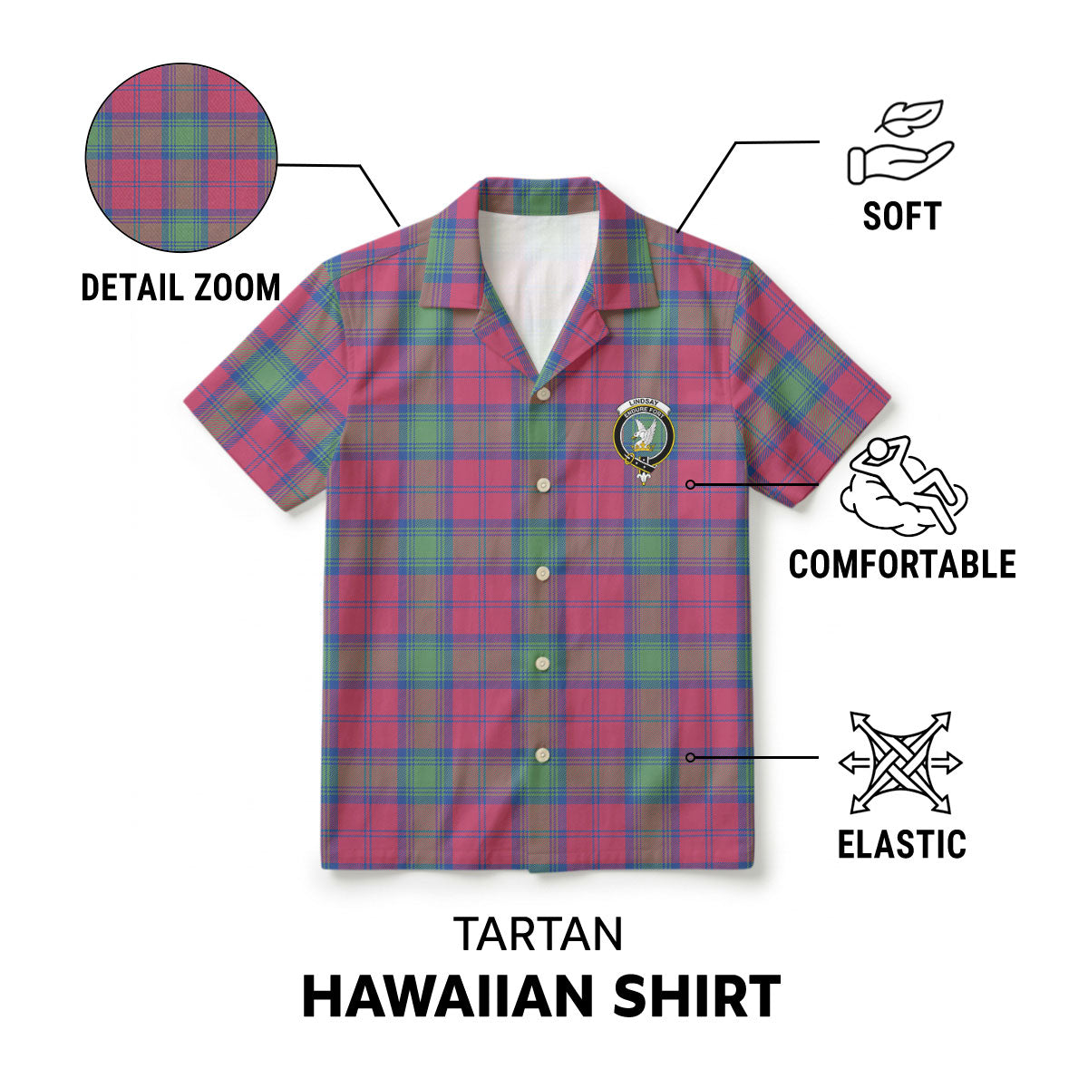 Lindsay Ancient Tartan Crest Hawaiian Shirt