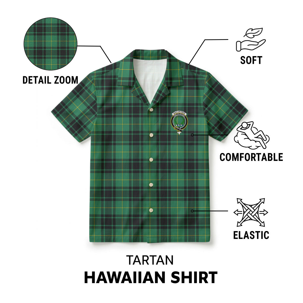 MacArthur Ancient Tartan Crest Hawaiian Shirt