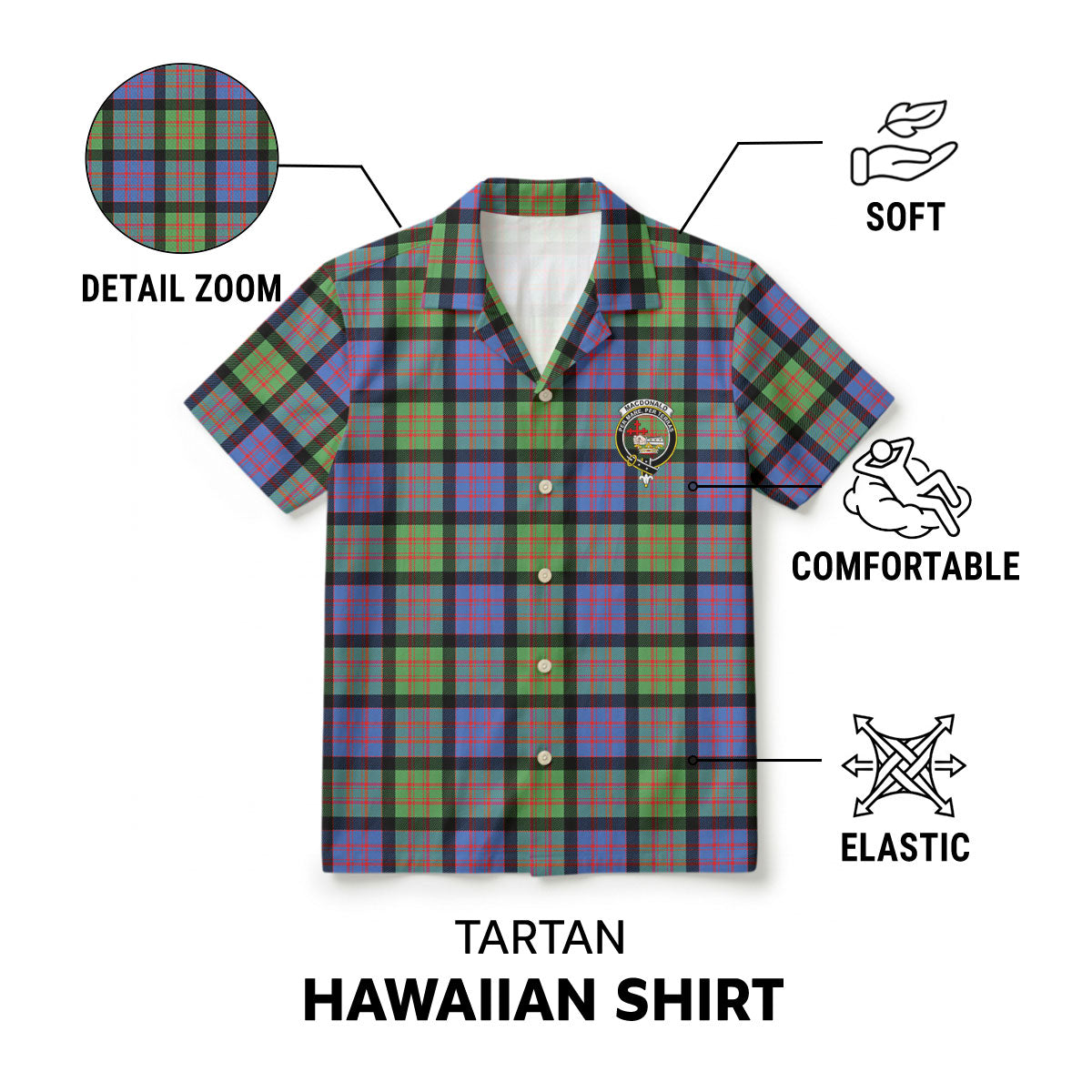 MacDonald Ancient Tartan Crest Hawaiian Shirt