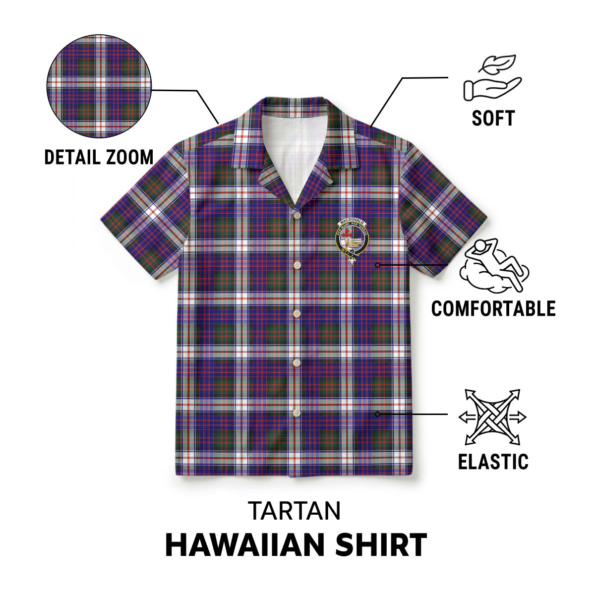 MacDonald Dress Modern Tartan Crest Hawaiian Shirt