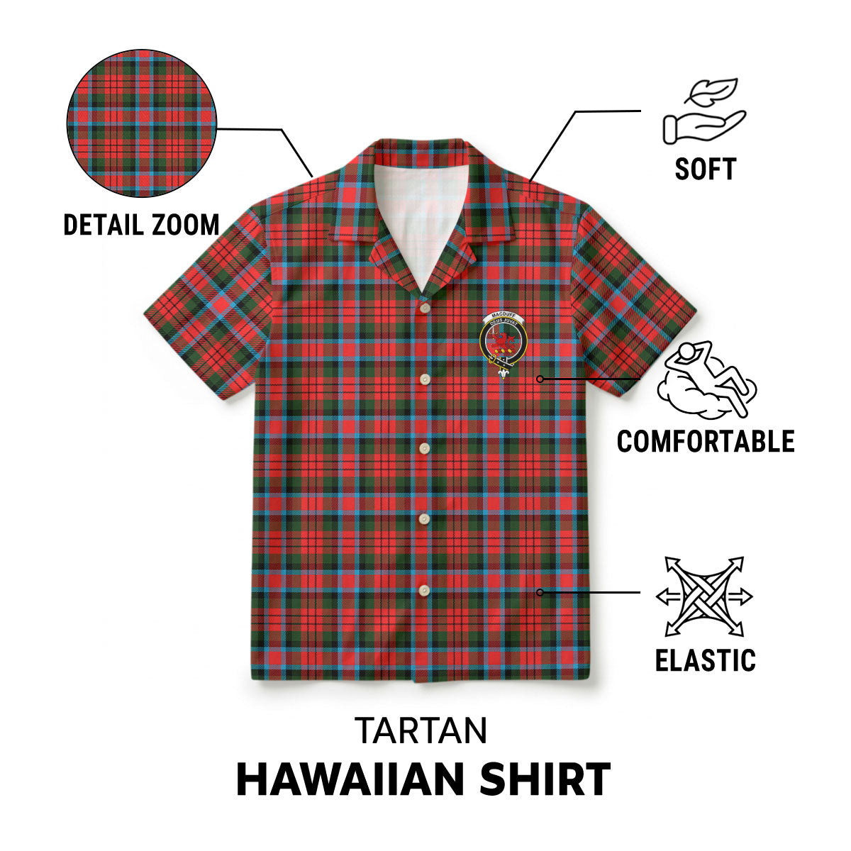 MacDuff Modern Tartan Crest Hawaiian Shirt