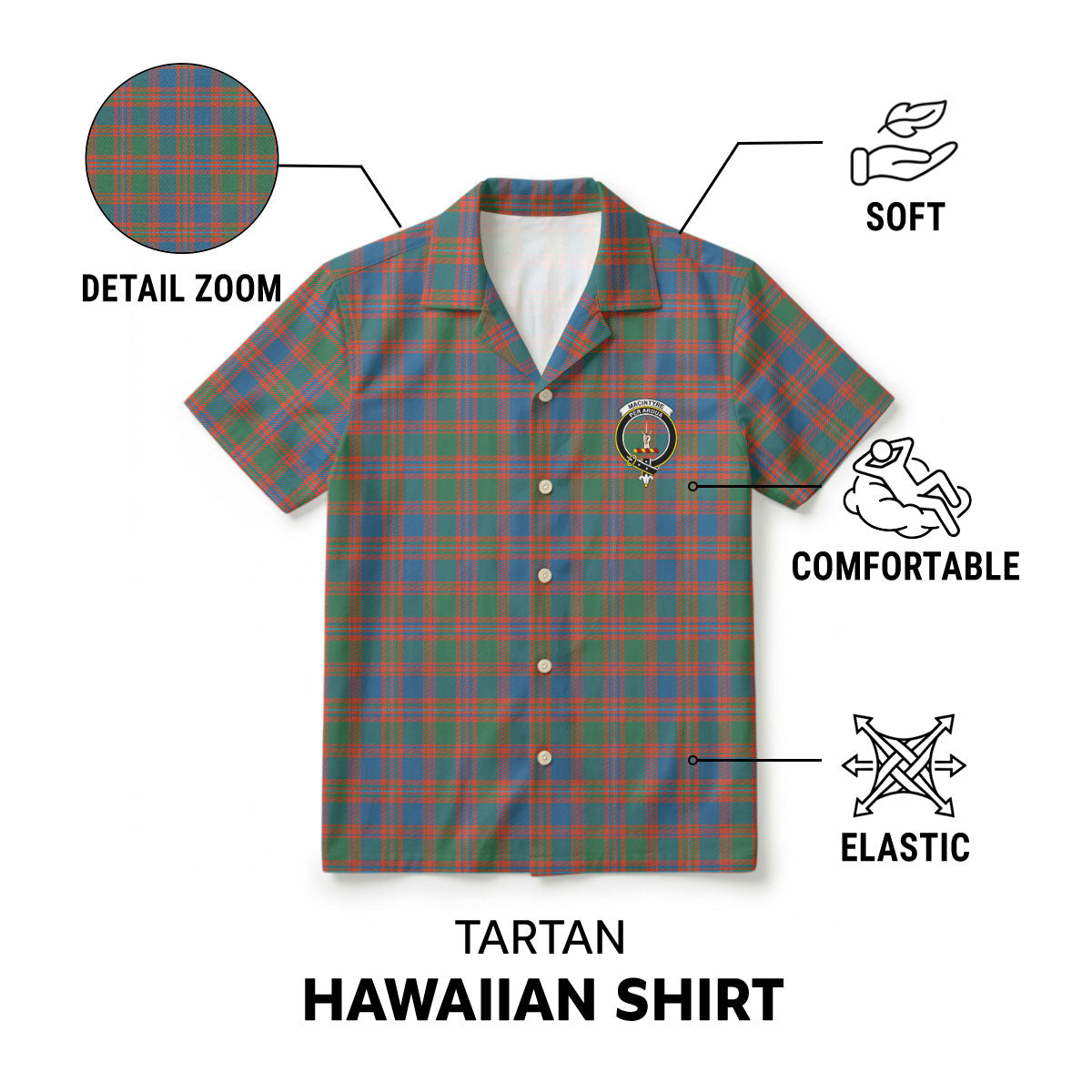 MacIntyre Ancient Tartan Crest Hawaiian Shirt
