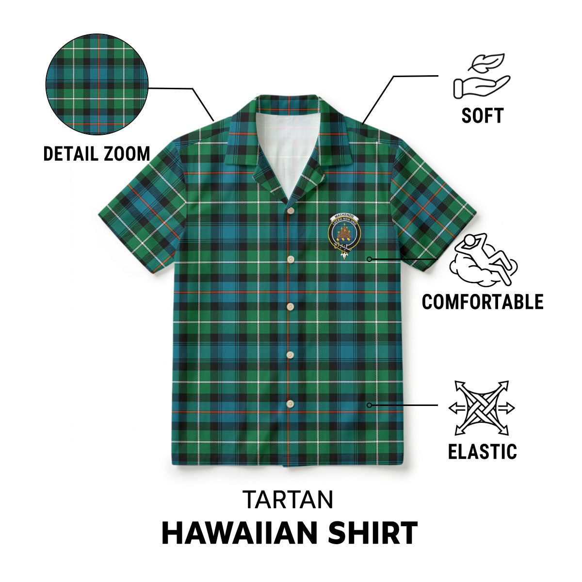 MacKenzie Ancient Tartan Crest Hawaiian Shirt