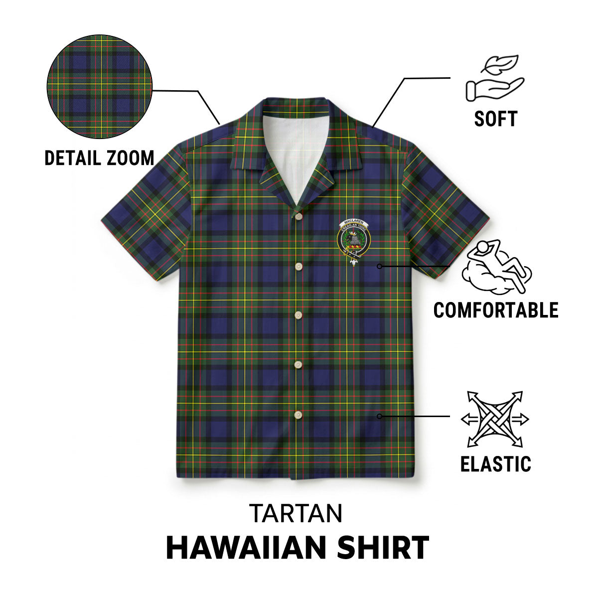 MacLaren Modern Tartan Crest Hawaiian Shirt