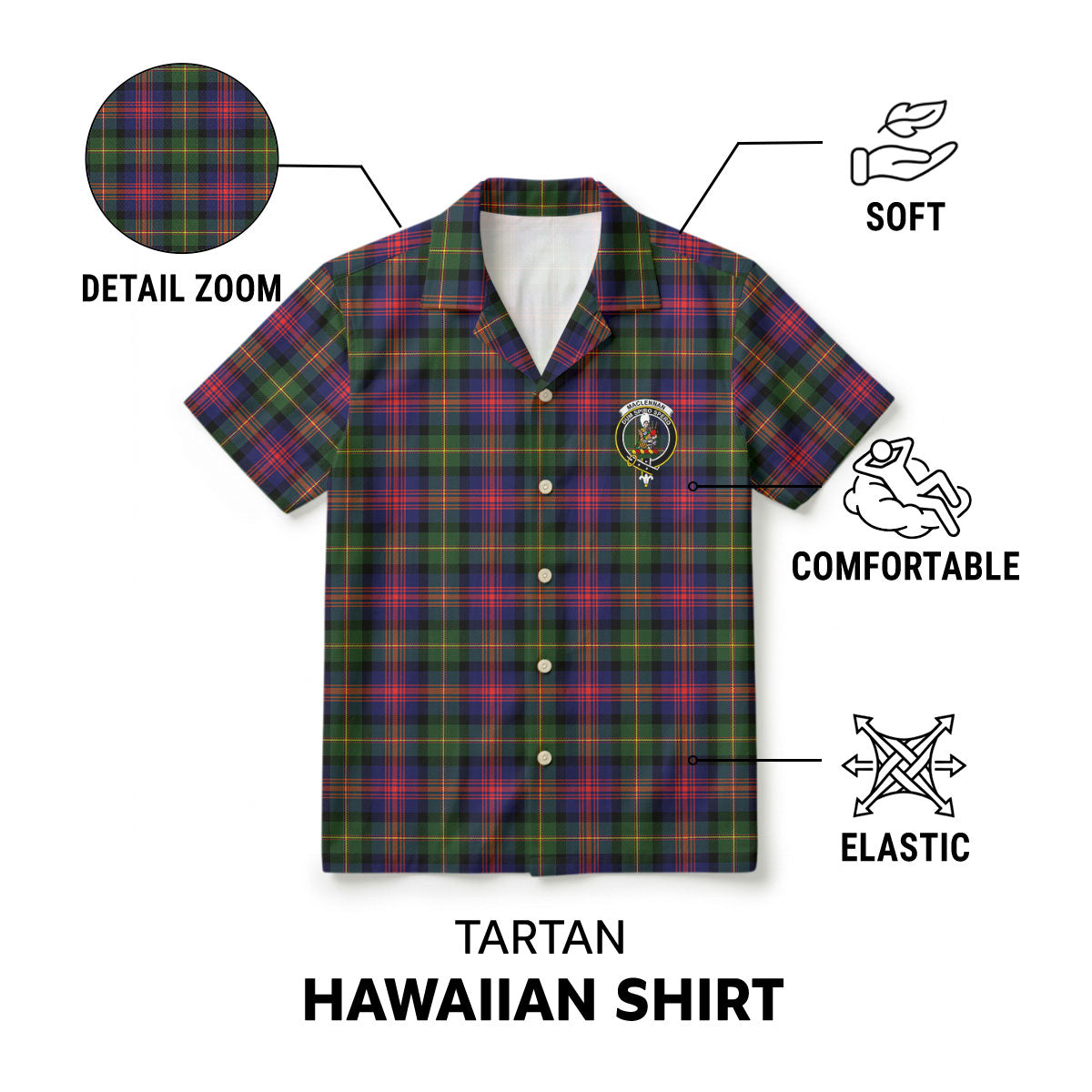 MacLennan Modern Tartan Crest Hawaiian Shirt