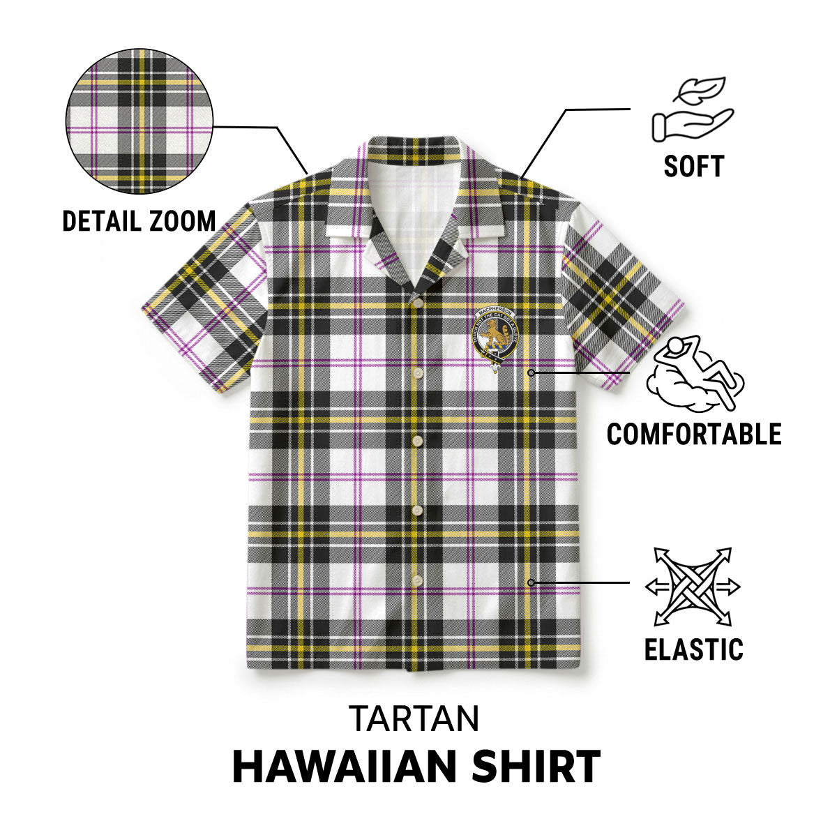 MacPherson Dress Modern Tartan Crest Hawaiian Shirt