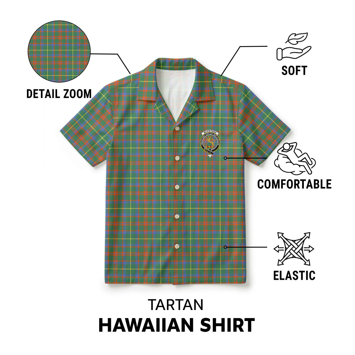 McKintosh Hunting Ancient Tartan Crest Hawaiian Shirt