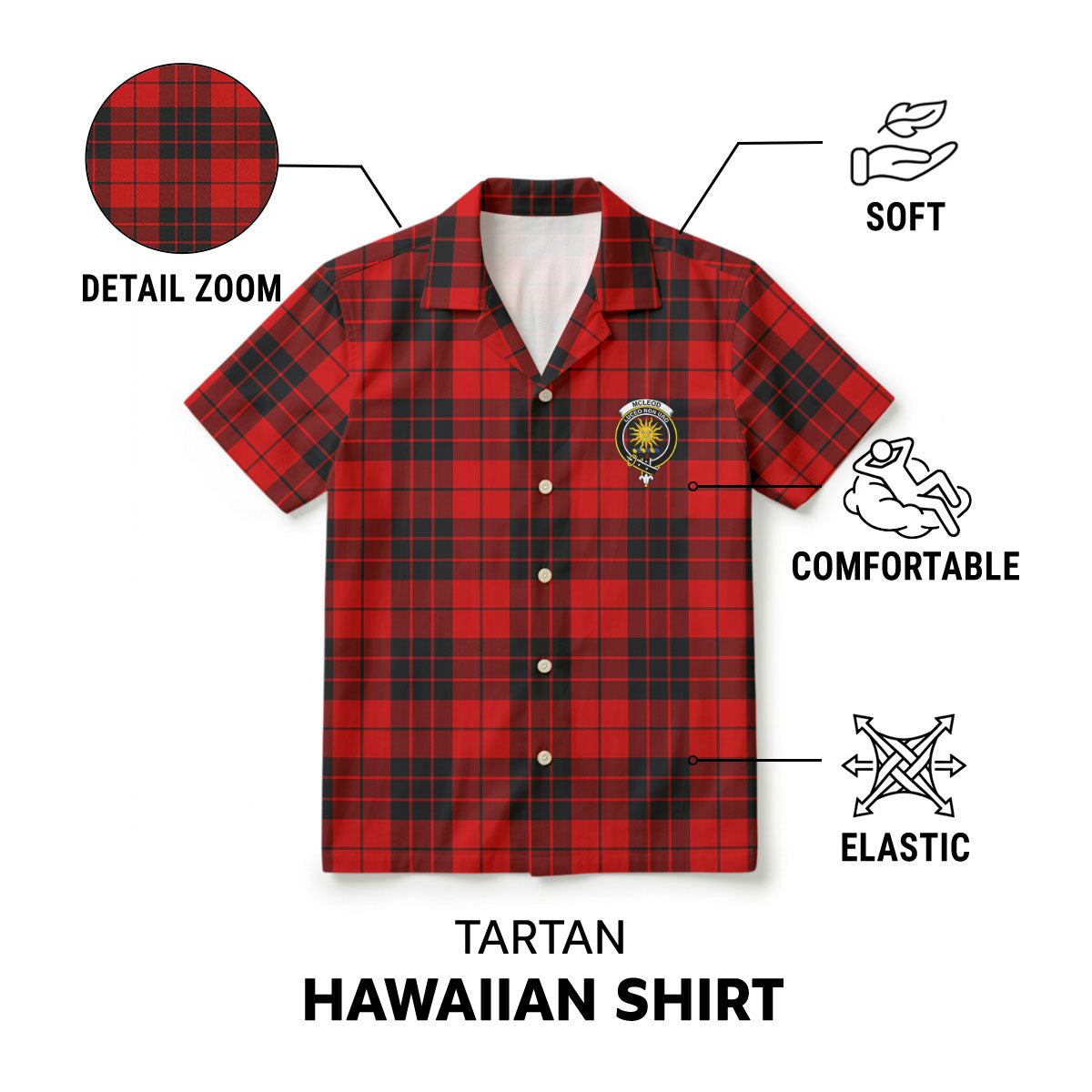 McLeod of Raasay Tartan Crest Hawaiian Shirt