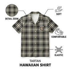 Menzies Black - White Ancient Tartan Crest Hawaiian Shirt