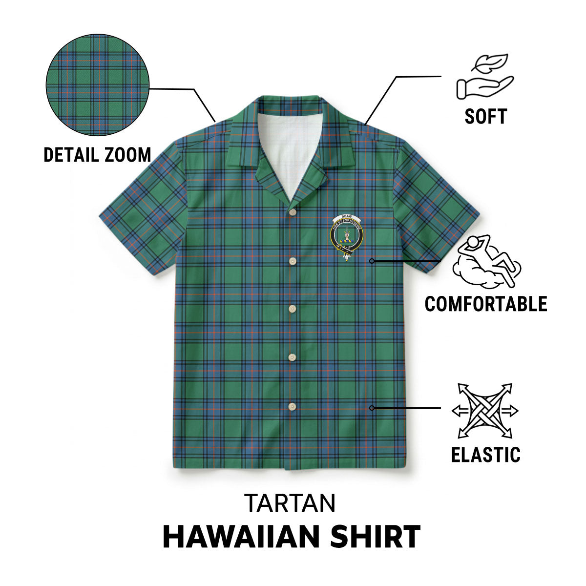 Shaw Ancient Tartan Crest Hawaiian Shirt
