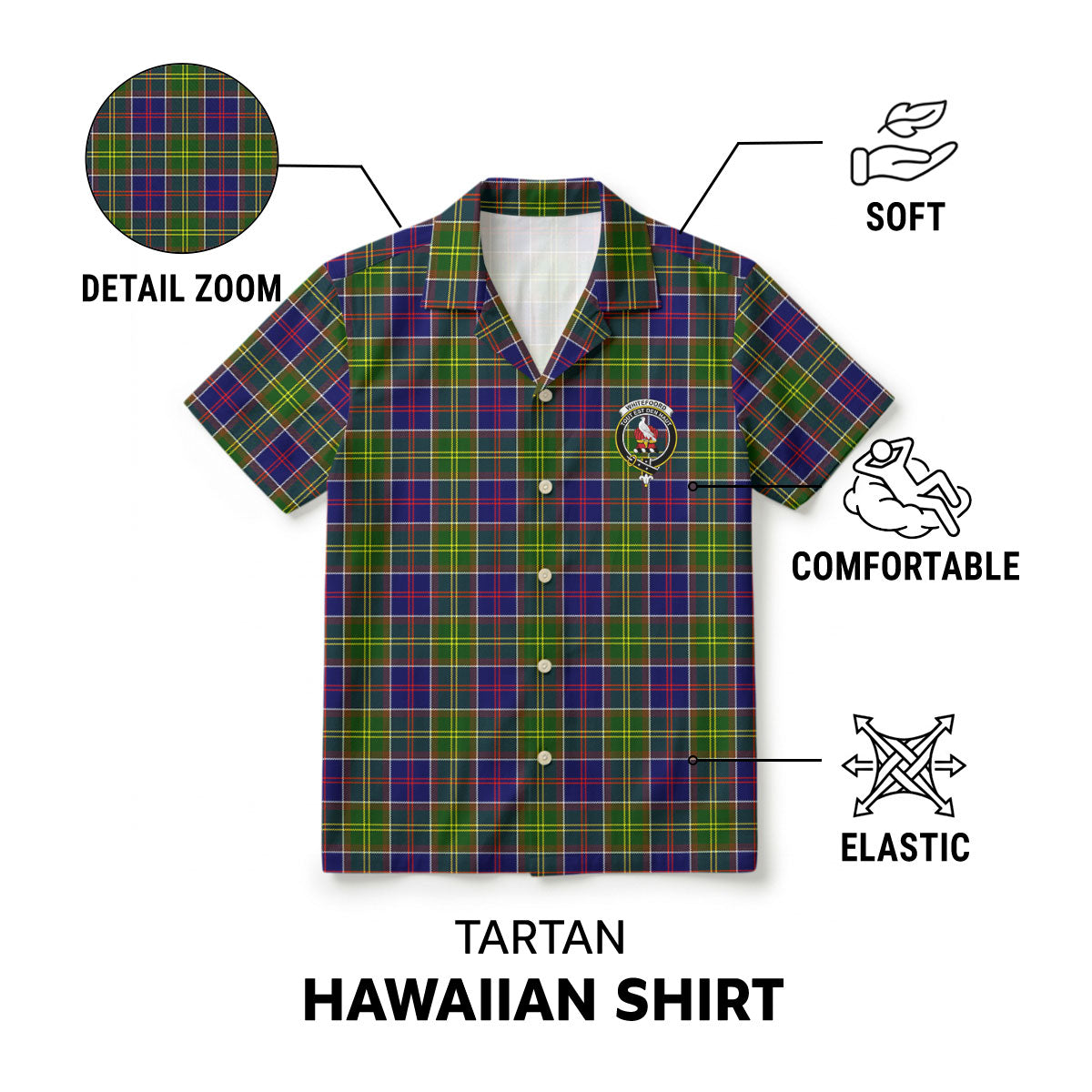 Whitefoord Tartan Crest Hawaiian Shirt