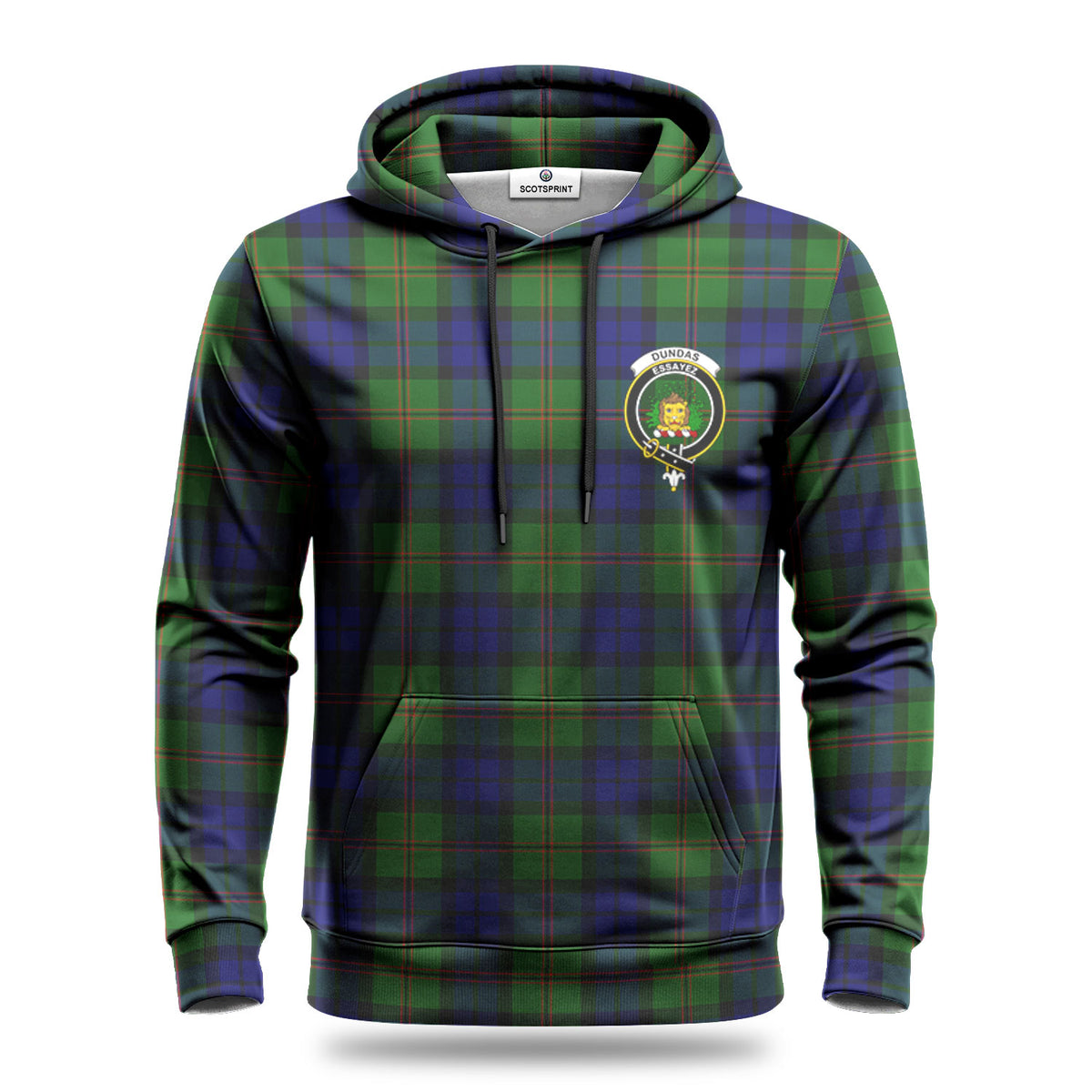 Dundas Modern Tartan Crest Hoodie