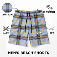 Bell of the Borders Tartan Crest Men's Beach Shorts