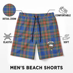 Bethune Ancient Tartan Crest Men's Beach Shorts