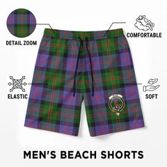 Blair Modern Tartan Crest Men's Beach Shorts