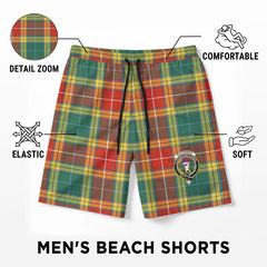 Buchanan Old Sett Tartan Crest Men's Beach Shorts