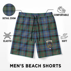 Cameron of Erracht Ancient Tartan Crest Men's Beach Shorts