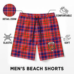 Cameron of Lochiel Modern Tartan Crest Men's Beach Shorts