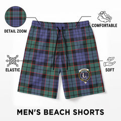 Fletcher Modern Tartan Crest Men's Beach Shorts