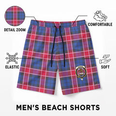 Graham of Menteith Red Tartan Crest Men's Beach Shorts