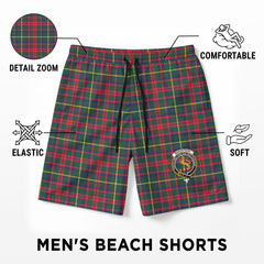 MacIntosh Hunting Modern Tartan Crest Men's Beach Shorts