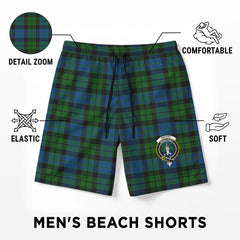 MacKay Modern Tartan Crest Men's Beach Shorts